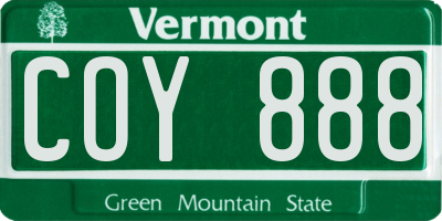 VT license plate COY888