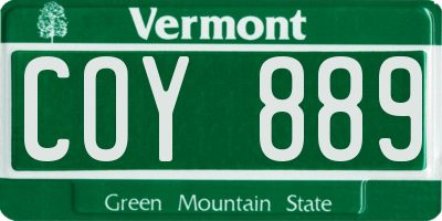 VT license plate COY889