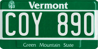 VT license plate COY890