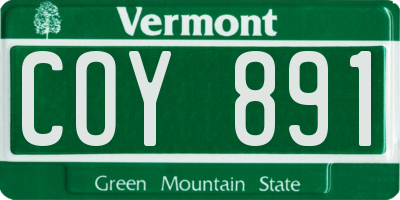 VT license plate COY891