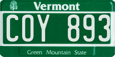 VT license plate COY893