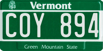VT license plate COY894