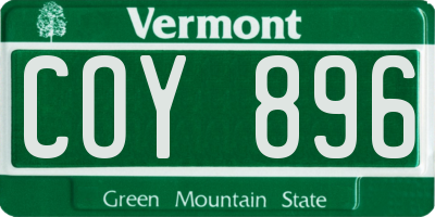 VT license plate COY896