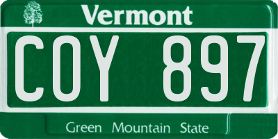 VT license plate COY897
