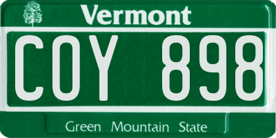 VT license plate COY898