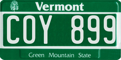 VT license plate COY899