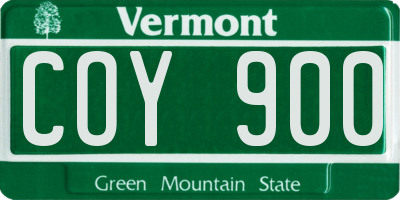 VT license plate COY900