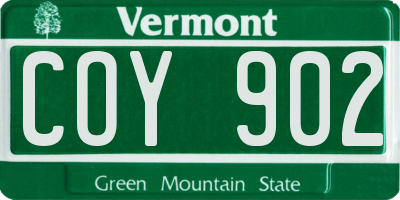 VT license plate COY902