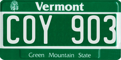 VT license plate COY903