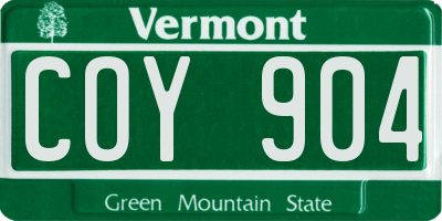 VT license plate COY904