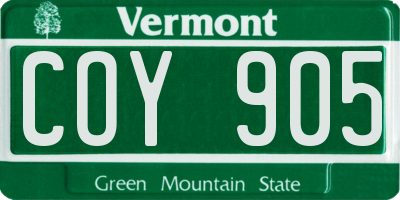 VT license plate COY905