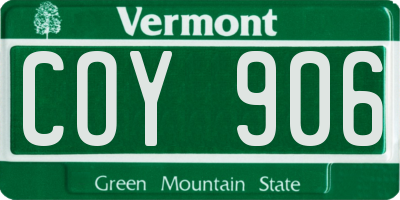 VT license plate COY906