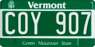 VT license plate COY907