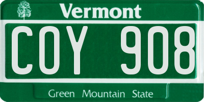 VT license plate COY908