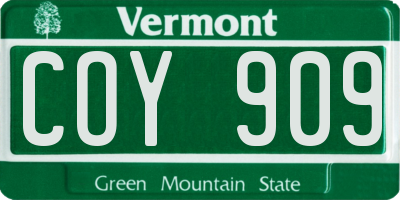 VT license plate COY909