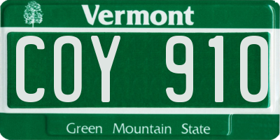 VT license plate COY910
