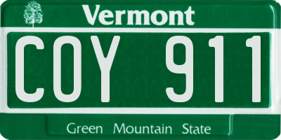 VT license plate COY911