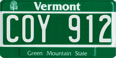 VT license plate COY912