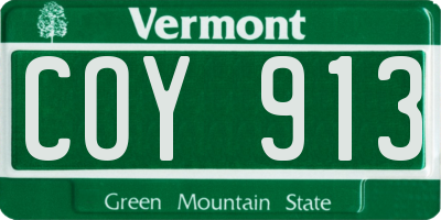 VT license plate COY913
