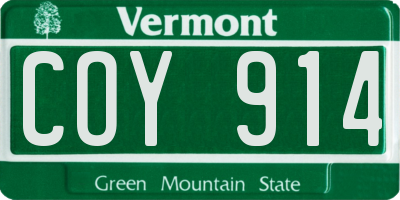 VT license plate COY914