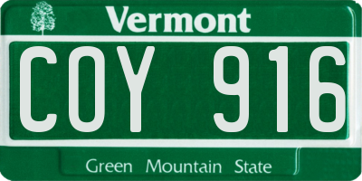 VT license plate COY916