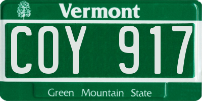 VT license plate COY917