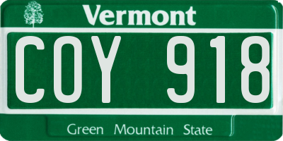 VT license plate COY918