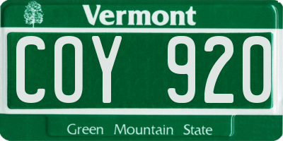 VT license plate COY920