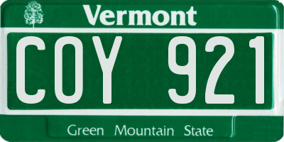 VT license plate COY921