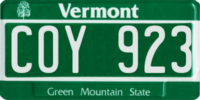 VT license plate COY923