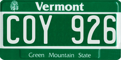 VT license plate COY926