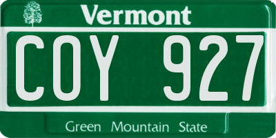 VT license plate COY927