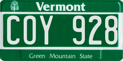VT license plate COY928