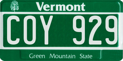 VT license plate COY929