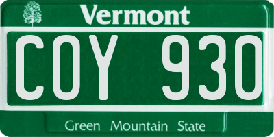 VT license plate COY930