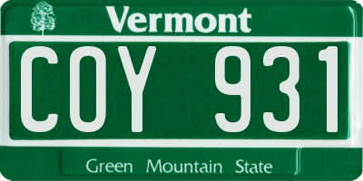 VT license plate COY931