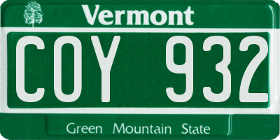 VT license plate COY932