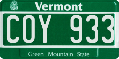 VT license plate COY933