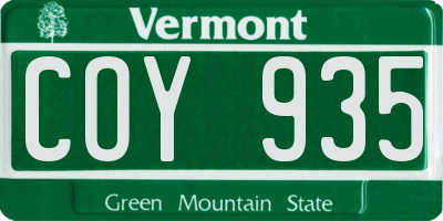 VT license plate COY935