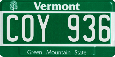 VT license plate COY936