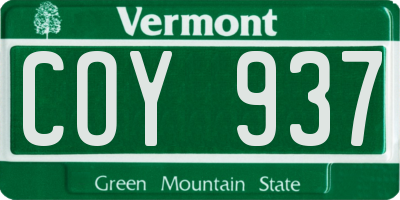 VT license plate COY937