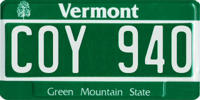 VT license plate COY940