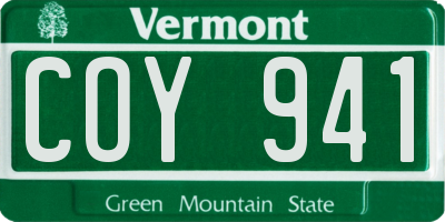 VT license plate COY941