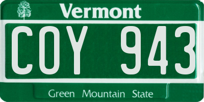VT license plate COY943