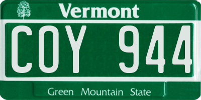VT license plate COY944