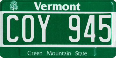 VT license plate COY945