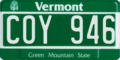 VT license plate COY946