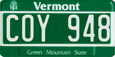 VT license plate COY948