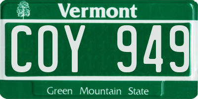 VT license plate COY949