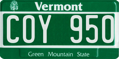 VT license plate COY950